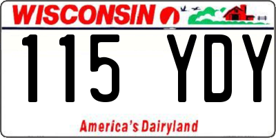 WI license plate 115YDY