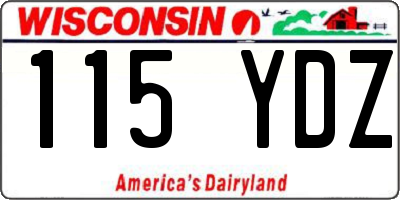 WI license plate 115YDZ
