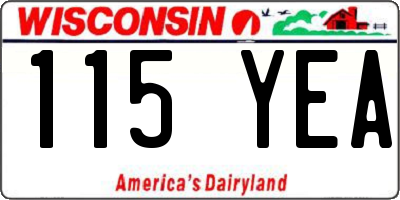 WI license plate 115YEA