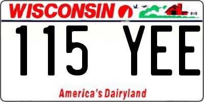 WI license plate 115YEE