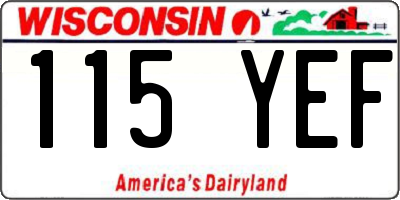 WI license plate 115YEF