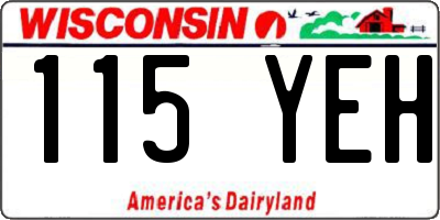WI license plate 115YEH