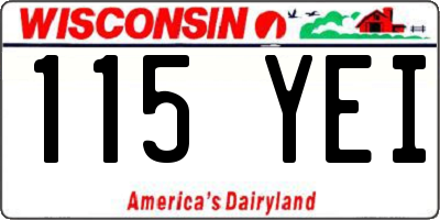 WI license plate 115YEI