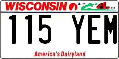 WI license plate 115YEM