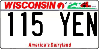 WI license plate 115YEN