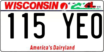 WI license plate 115YEO