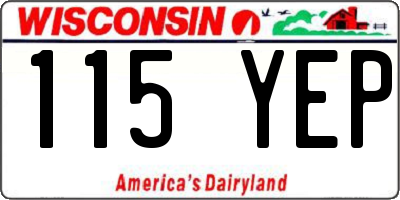 WI license plate 115YEP
