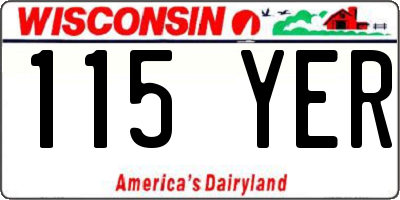 WI license plate 115YER