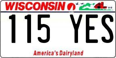 WI license plate 115YES