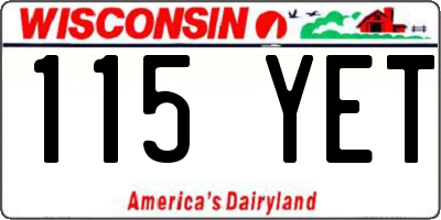 WI license plate 115YET