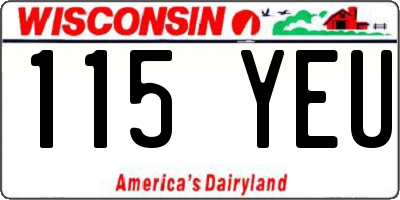 WI license plate 115YEU