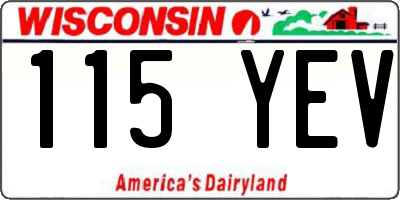 WI license plate 115YEV