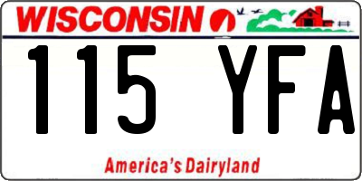 WI license plate 115YFA