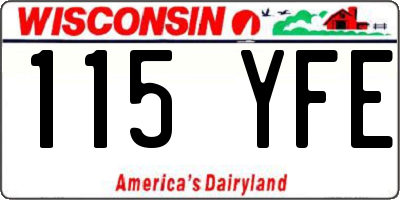 WI license plate 115YFE
