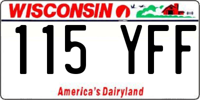 WI license plate 115YFF