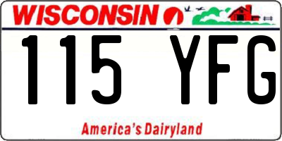 WI license plate 115YFG