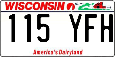 WI license plate 115YFH