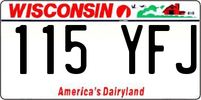 WI license plate 115YFJ