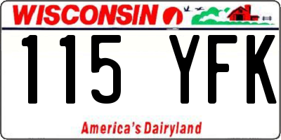WI license plate 115YFK