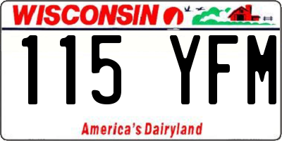 WI license plate 115YFM