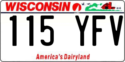 WI license plate 115YFV