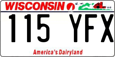 WI license plate 115YFX