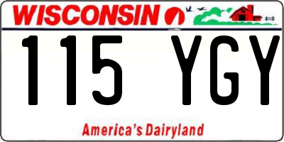 WI license plate 115YGY