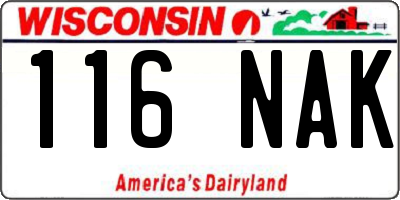 WI license plate 116NAK
