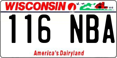 WI license plate 116NBA