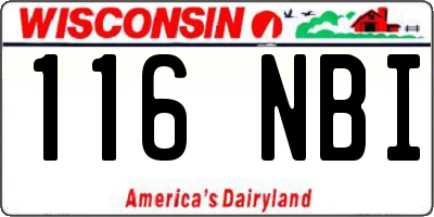 WI license plate 116NBI