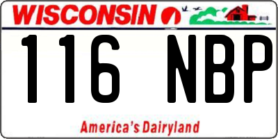 WI license plate 116NBP
