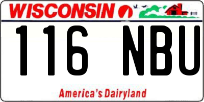 WI license plate 116NBU