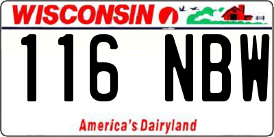 WI license plate 116NBW