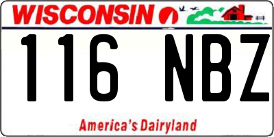 WI license plate 116NBZ