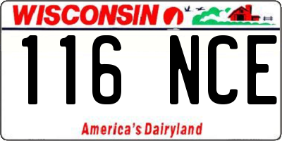 WI license plate 116NCE