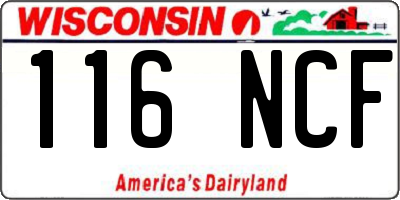 WI license plate 116NCF
