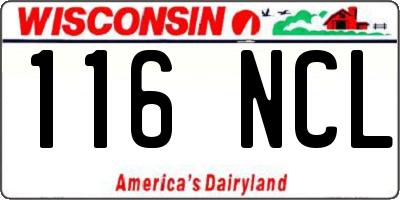 WI license plate 116NCL