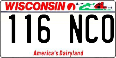 WI license plate 116NCO