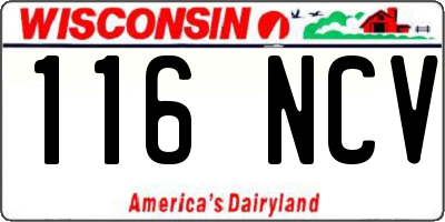 WI license plate 116NCV