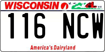 WI license plate 116NCW