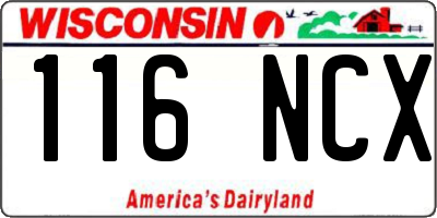 WI license plate 116NCX
