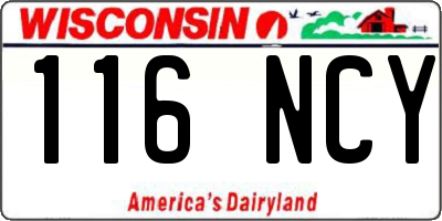 WI license plate 116NCY
