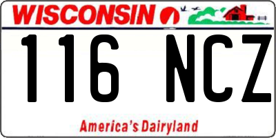 WI license plate 116NCZ