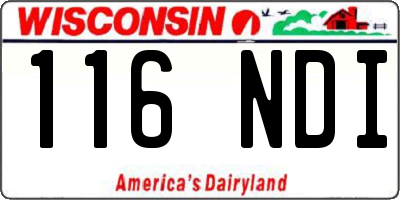 WI license plate 116NDI