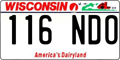 WI license plate 116NDO