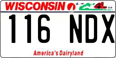 WI license plate 116NDX