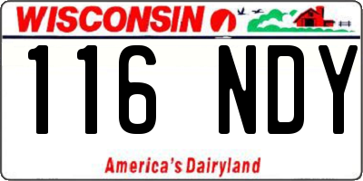 WI license plate 116NDY