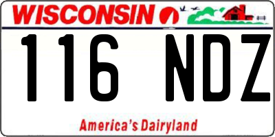 WI license plate 116NDZ