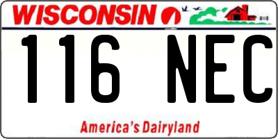 WI license plate 116NEC