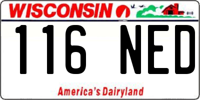 WI license plate 116NED